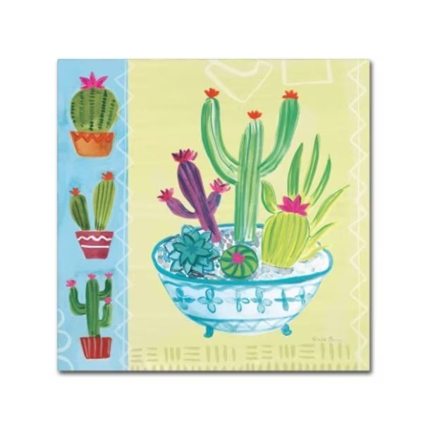 Farida Zaman 'Cacti Garden III no Birds' Canvas Art, 24x24, Trademark Fine Art, Mfr#: WAP02141-C2424GG